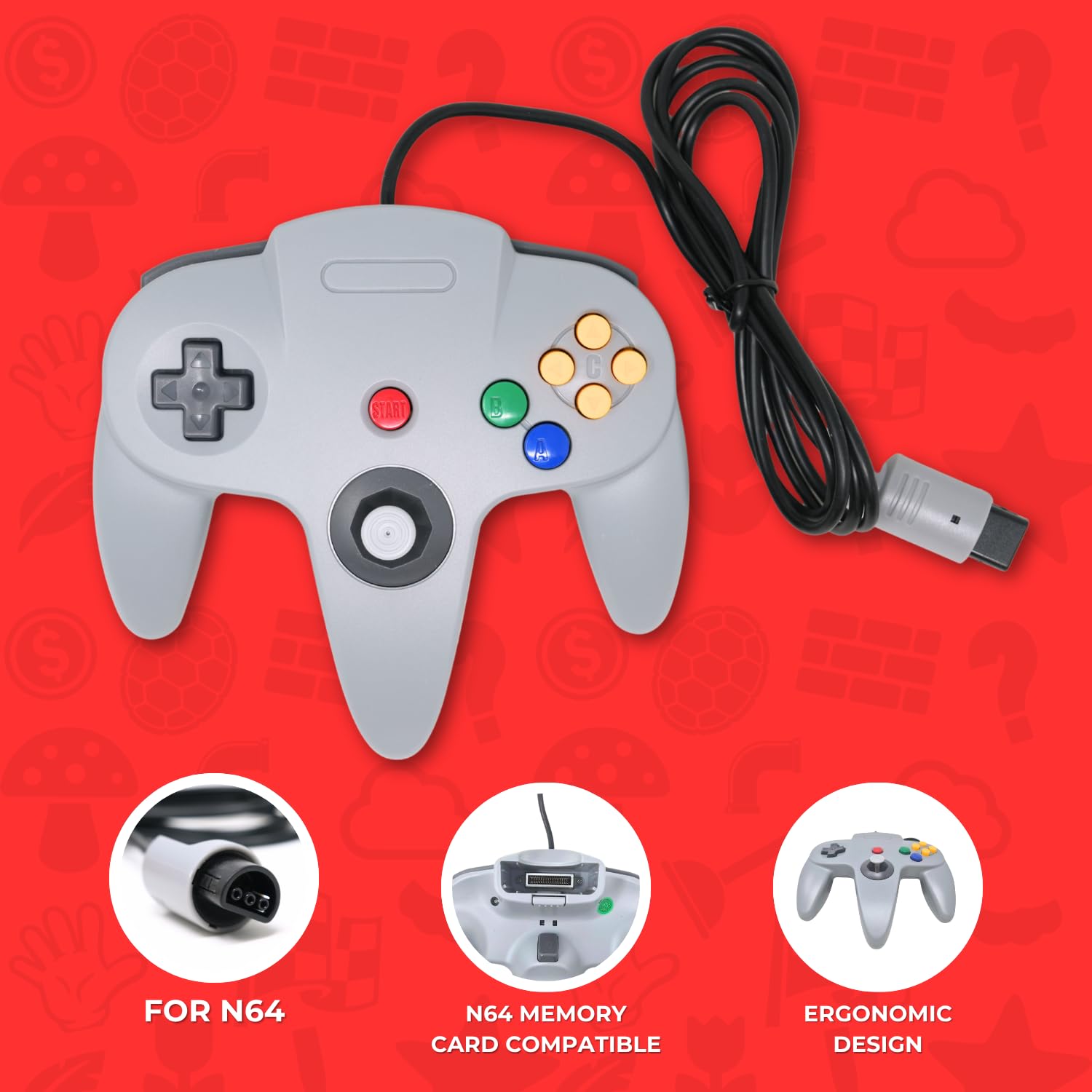 [z895]グレー 有線ゲームコントローラー Amazon.co.jp: RETRO FIGHTERS Brawler64 V2 N64™専用コントローラー